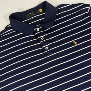 Polo Ralph Lauren Classic Fit Polo Shirt Men's XXL Blue Striped Short Sleeve